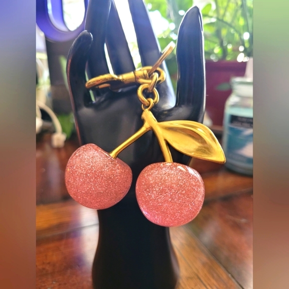 unbranded Handbags - Pink Cherry Bag Charm with Gold Accents